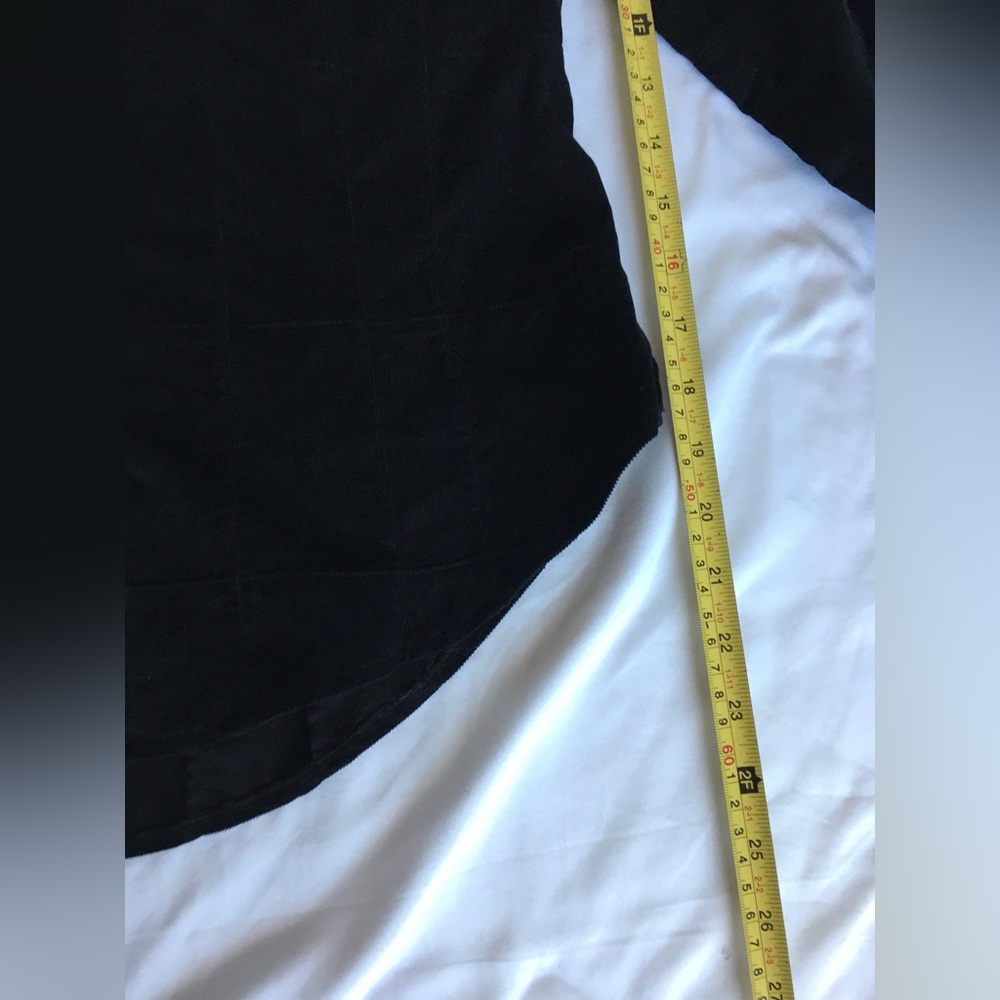 Vintage EUC Andrea Baker black corduroy button down top/jacket with plaid accent - Picture 8 of 12